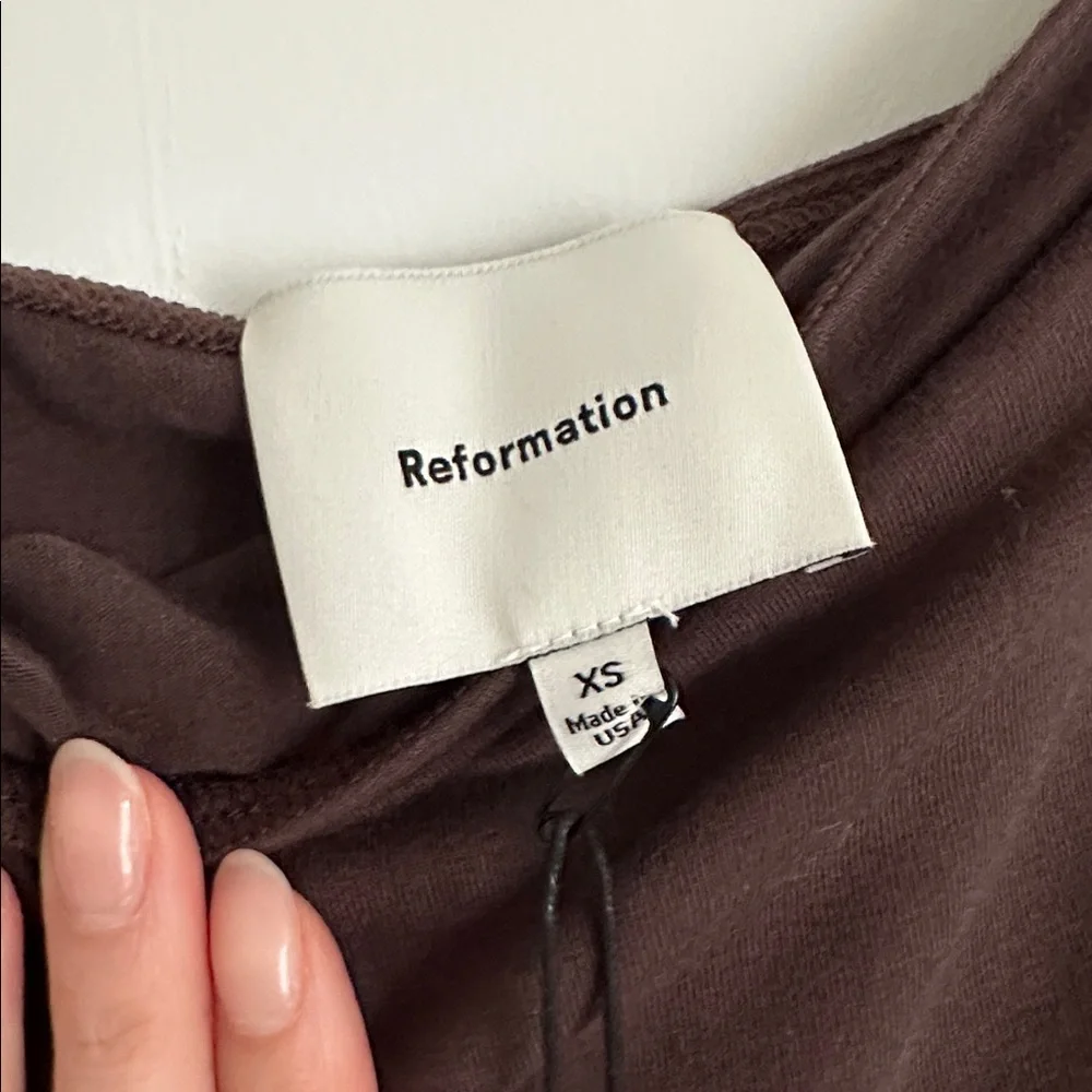 Reformation Lora Knit Strapless A-Line Midi Dress in Dark Brown *NEW* - Picture 5 of 5